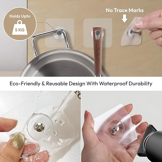 Transparent Photo Frame Wall Hooks (Heavy Duty, Waterproof & Reusable, 10-Pack)