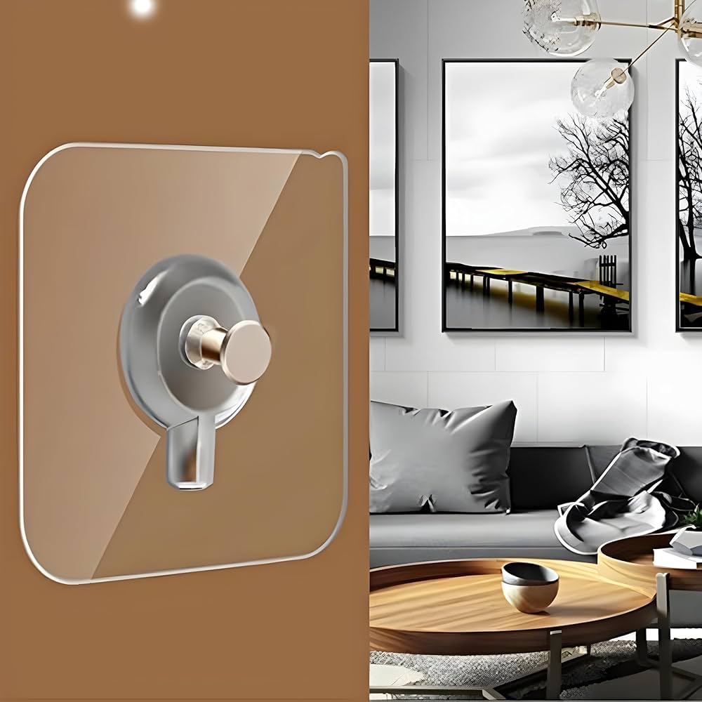 Transparent Photo Frame Wall Hooks (Heavy Duty, Waterproof & Reusable, 10-Pack)