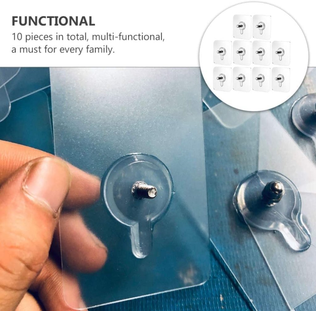 Heavy Duty Sticker Bolt Screw Wall Hooks (Waterproof & Reusable, 10-Pack)