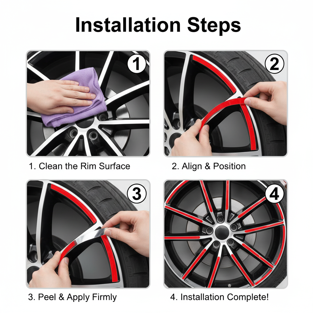 Reflective Rim Strips for Cars & Bikes: Boost Night Safety with a Red Flash of Style