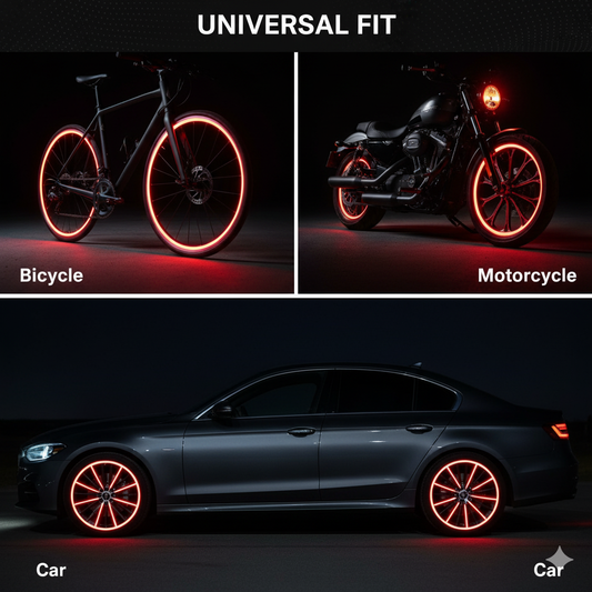 Reflective Rim Strips for Cars & Bikes: Boost Night Safety with a Red Flash of Style