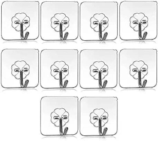 Multi-Purpose Heavy Duty Adhesive Wall Hooks (Reusable & Waterproof, 10-Pack)
