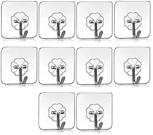 Multi-Purpose Heavy Duty Adhesive Wall Hooks (Reusable & Waterproof, 10-Pack)